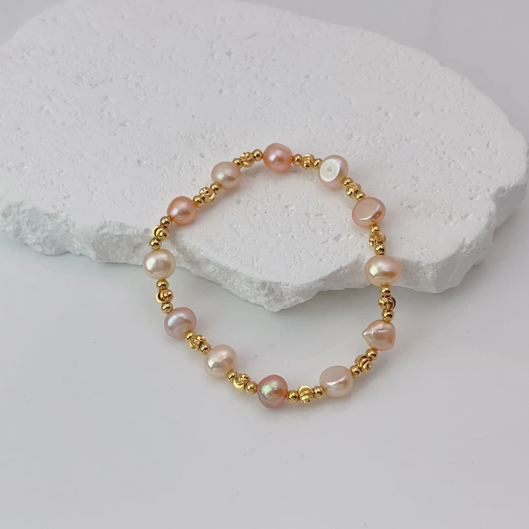 【彩霞z】约6-7mm淡水巴洛克珍珠时尚百搭经典手链 DSL00668