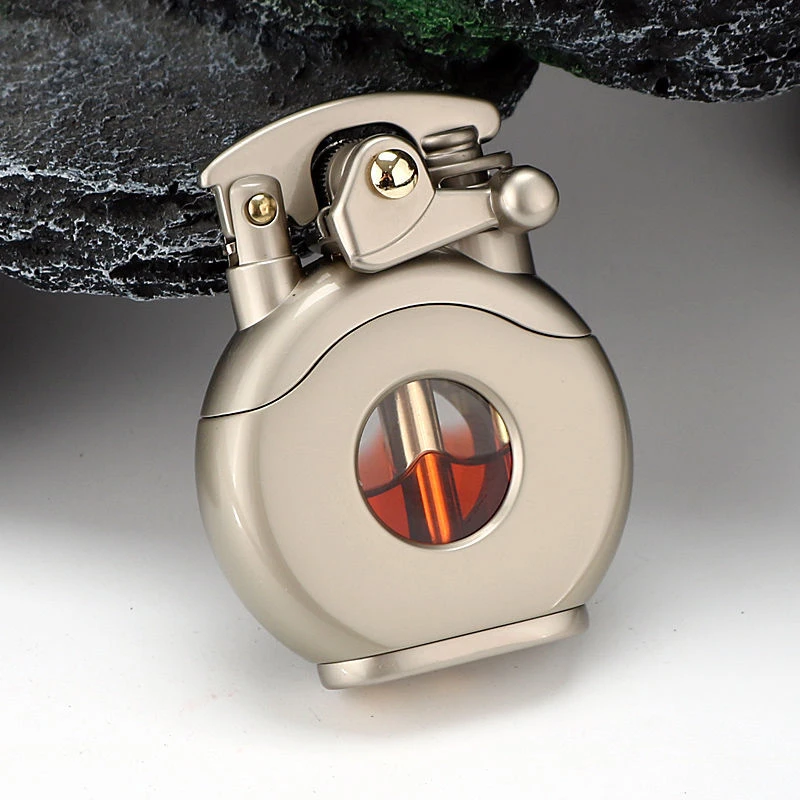 新款佐罗ZORRO煤油打火机摇臂自动点火透明油仓金属个性男士高档