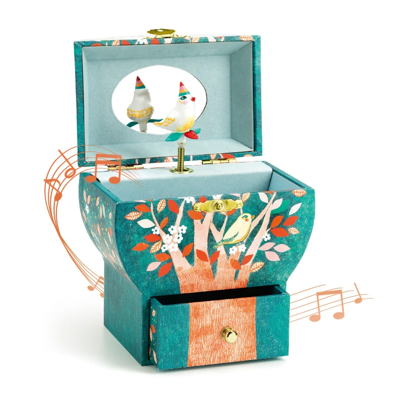 DJECO儿童首饰盒收纳盒女孩音乐八音盒旋转公主木质生日礼物