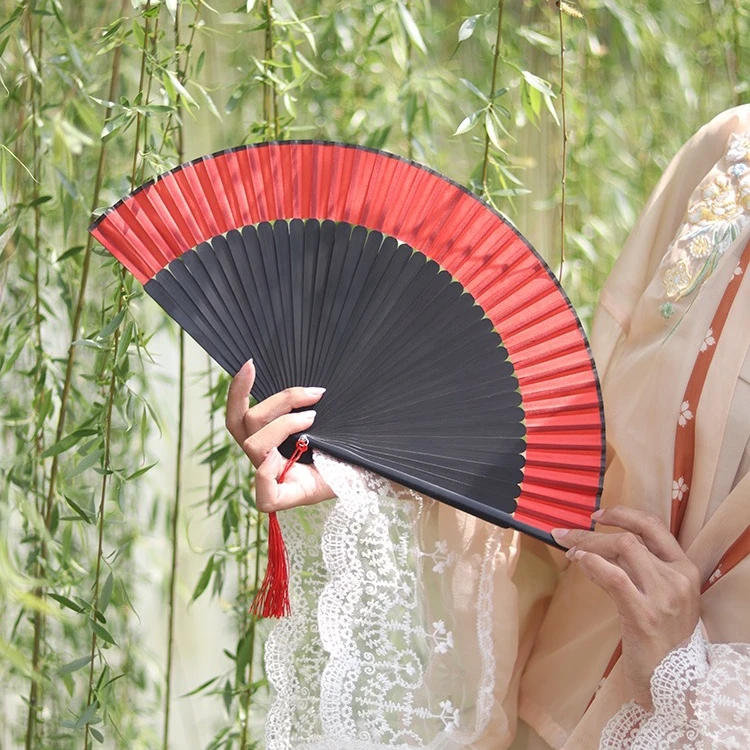 古风扇子折扇中国风夏季汉服旗袍折叠扇小竹扇子跳舞扇舞蹈扇绿