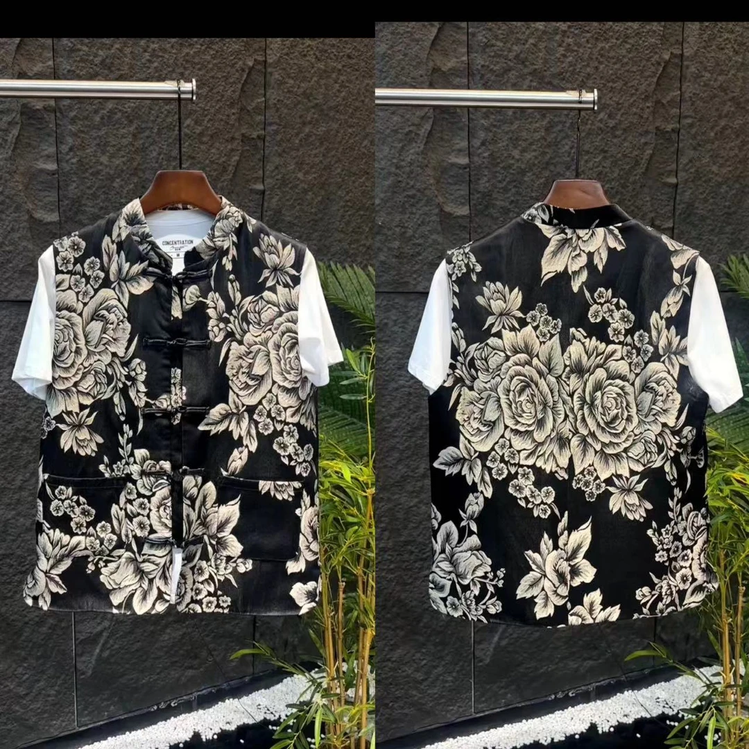 马甲新款舒适时尚休闲百搭帅气中年无袖盘口中国风复古中式男装