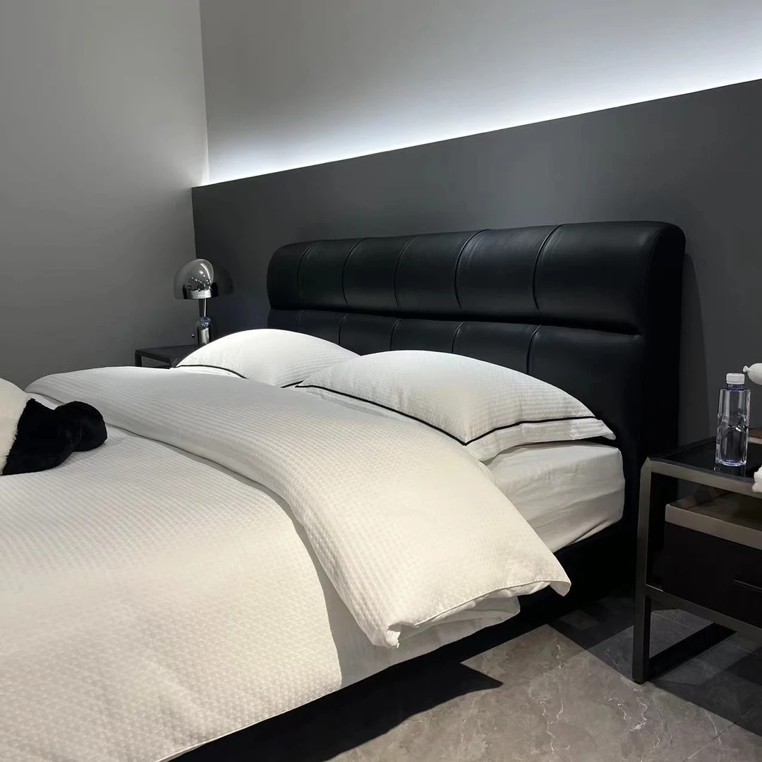 泡芙悬浮床实木框架皮艺床简易主卧家用双人床创意