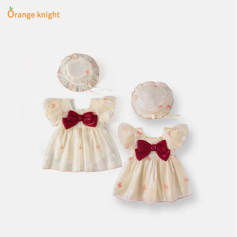 韩版婴儿连衣裙夏季新款女宝宝洋气甜美蝴蝶结薄款包屁哈衣公主裙