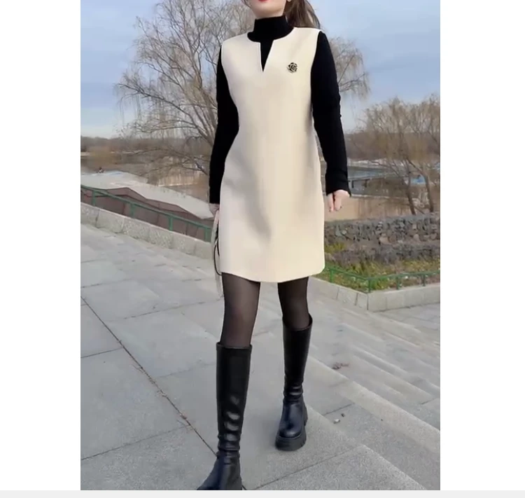 2024冬季新款时尚女装网红靓丽潮流气质洋气马甲裙子女My