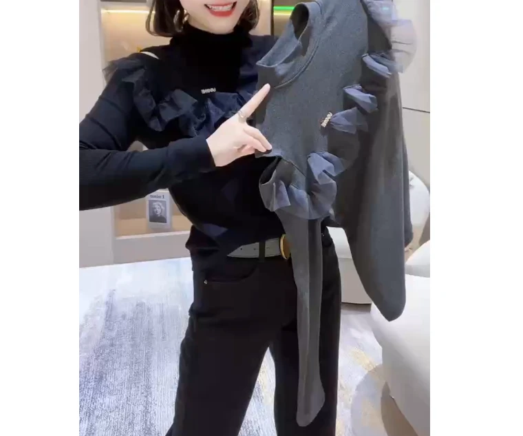 2024冬季新款时尚女装网红靓丽潮流气质洋气拼接上衣裤子女ZX