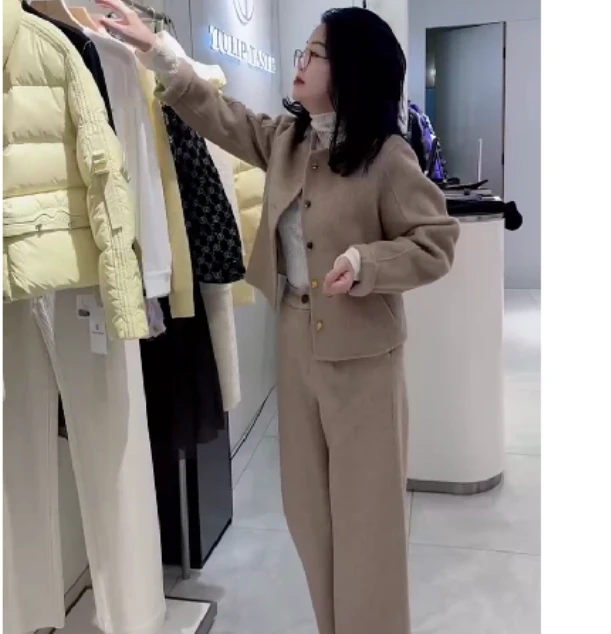 2024冬季新款时尚女装网红高级感休闲爆款外套裤子M小个子