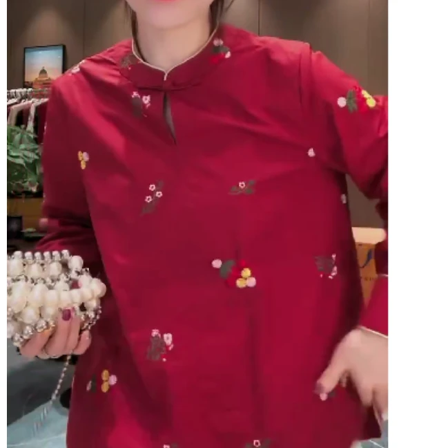 2024冬季新款时尚女装网红韩版潮流休闲爆款刺绣衬衫花