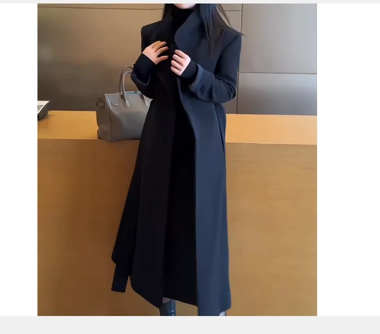 2024冬季新款时尚女装网红高级感休闲爆款中长款大外套裙子女