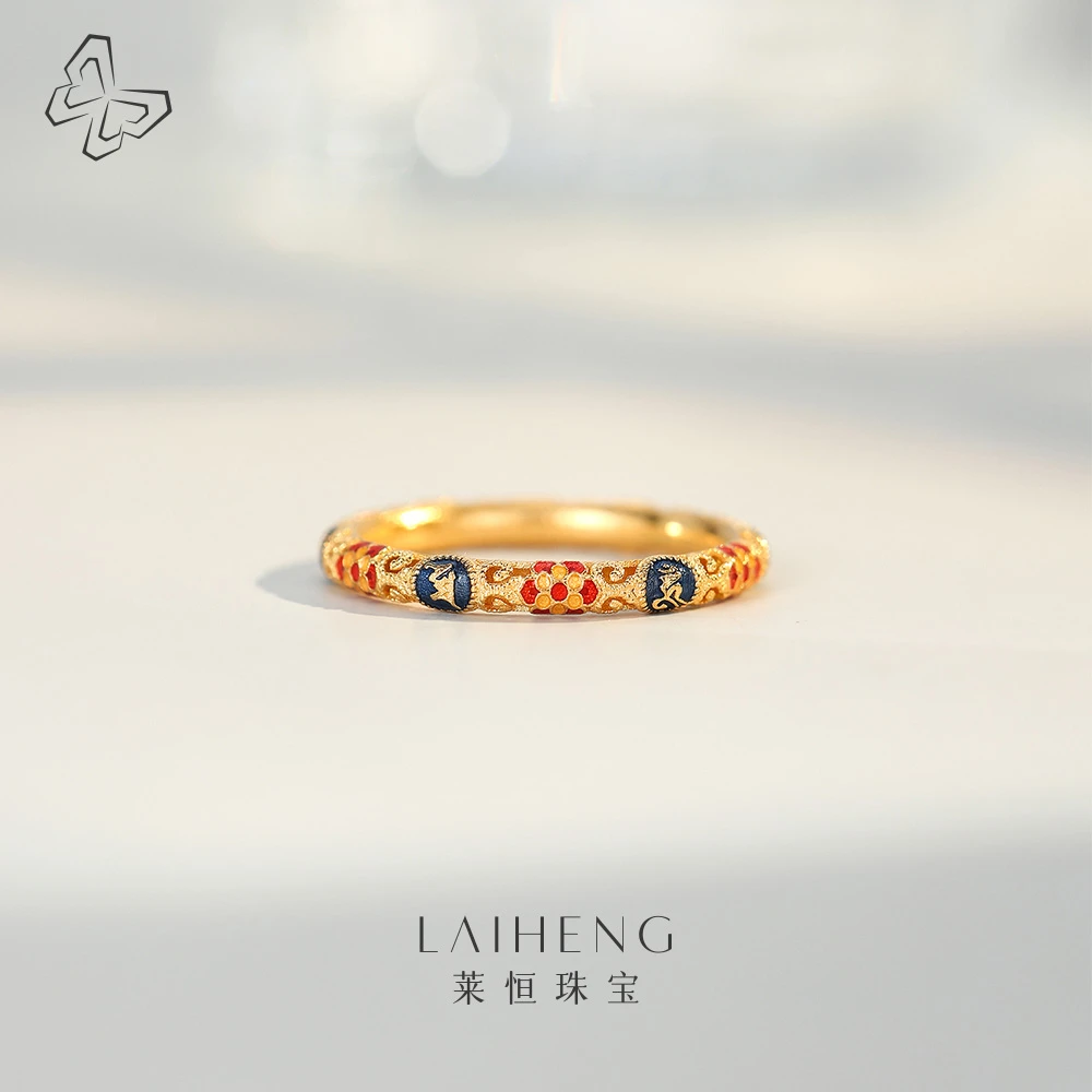 18K黄 烤漆素金戒指 233814