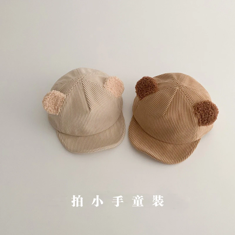 【拍小手】秋冬季宝宝帽子韩版男女宝宝保暖加厚灯芯绒鸭舌帽儿童