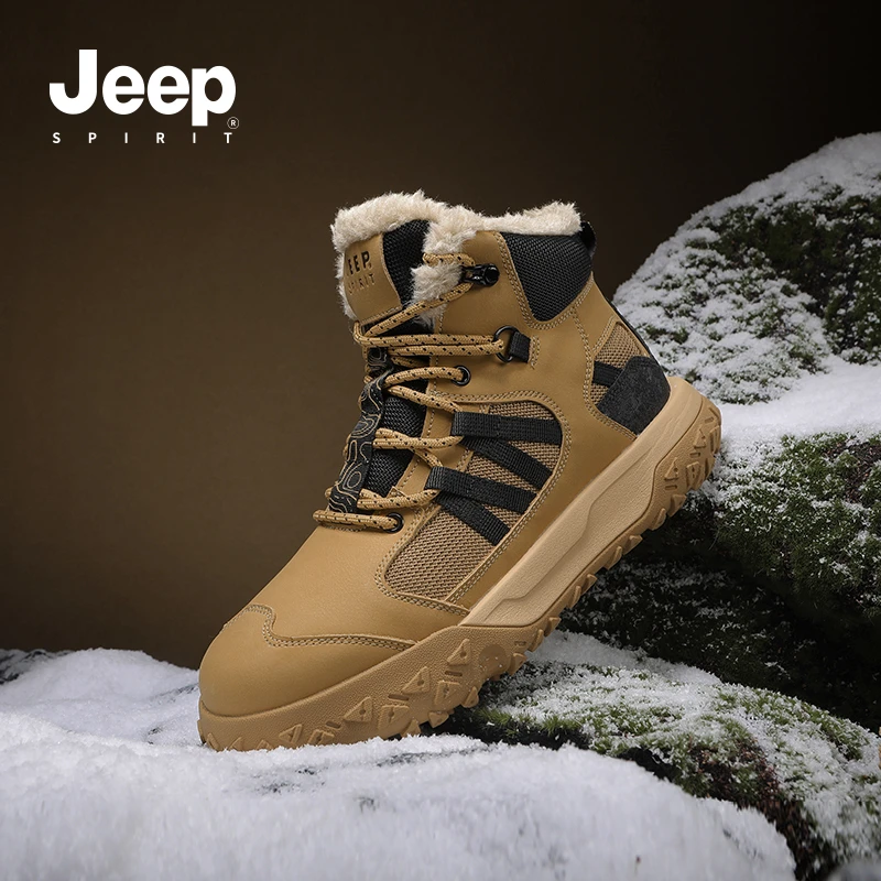 JEEP SPIRIT冬季 防寒抗水 加绒加厚 中筒 雪地靴男款