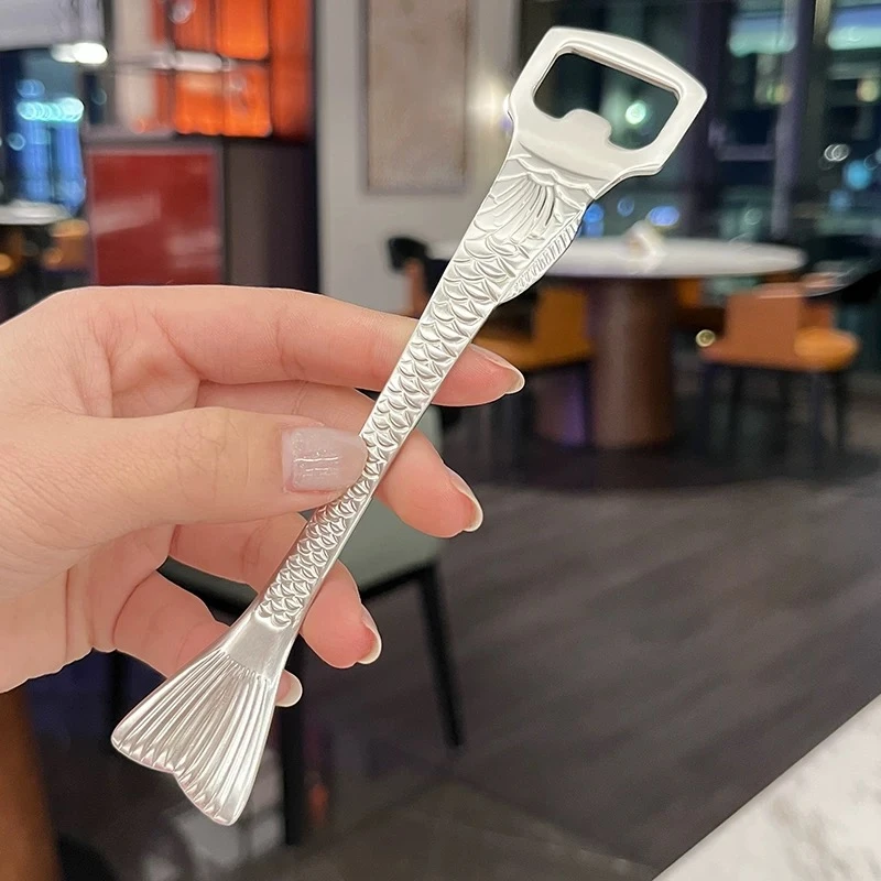 鱼尾加厚 304不锈钢啤酒开瓶器瓶起子个性创意多功能开盖器起盖器