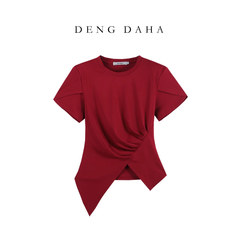 京「夏日T」2024设计感褶皱不规则开叉上衣HBZC641034 nnassa