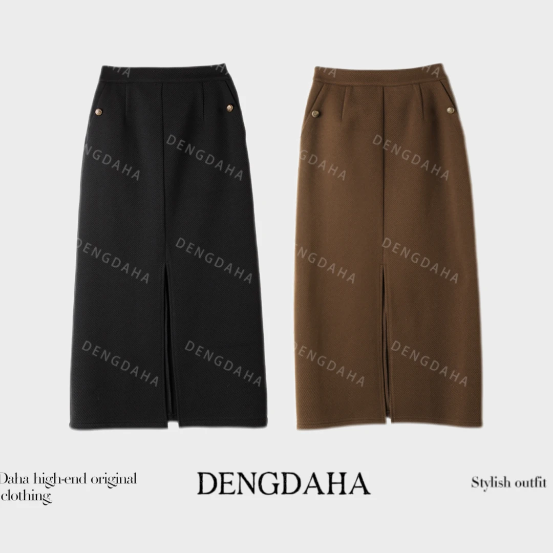 「罗马裙」2024款复古百搭显瘦时尚开叉半身裙HBZC611188 nnassa