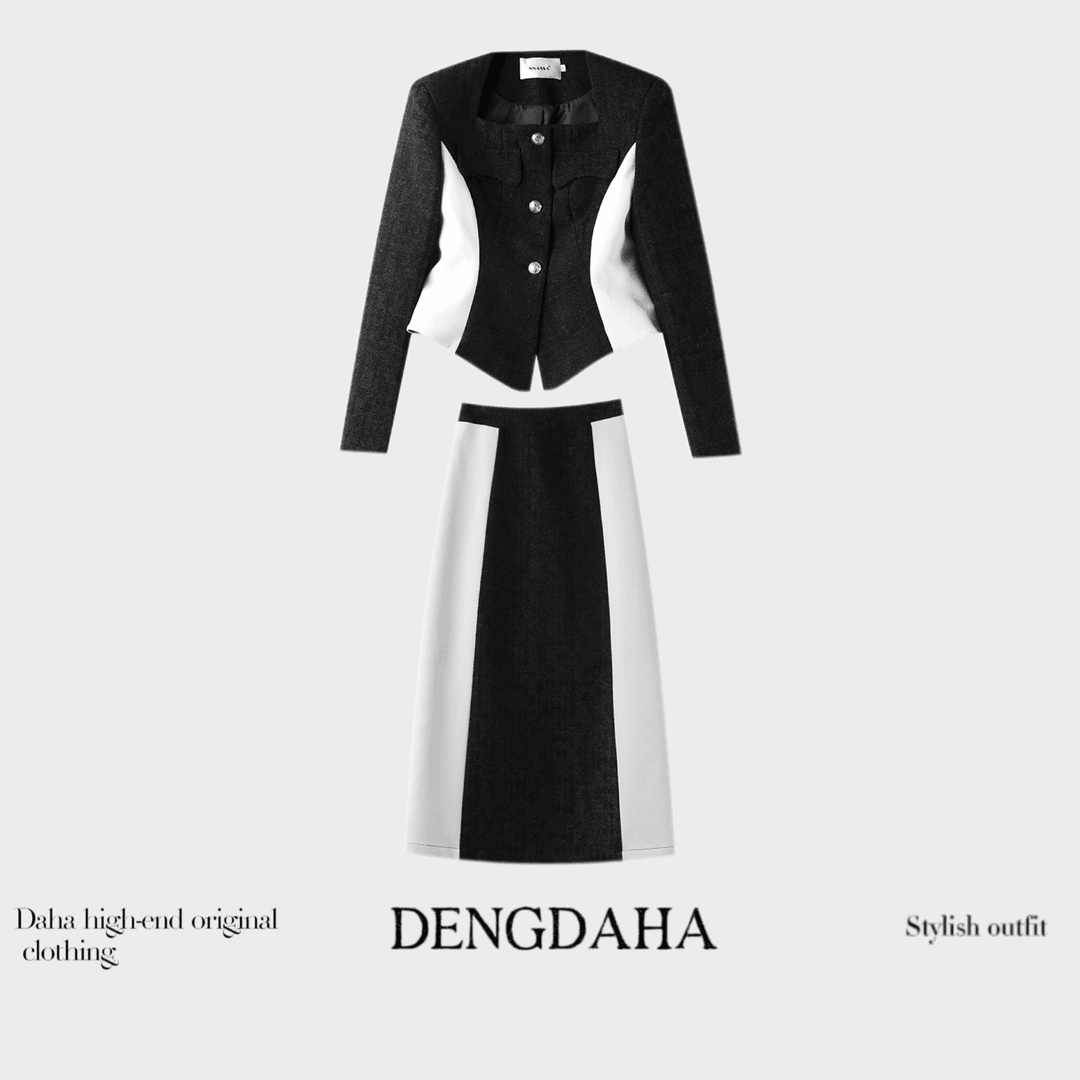 「大哈」2024春季新款高级设计拼色显瘦时尚套装HBZC611171 nnassa
