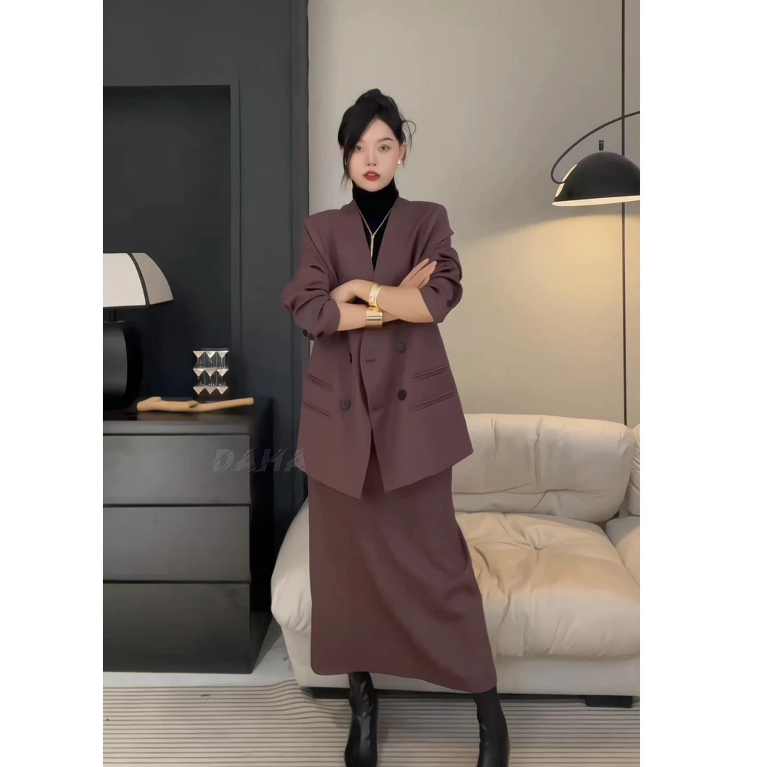 【大哈】双扣西服外套包臀半身裙HBZC912314 nnassa