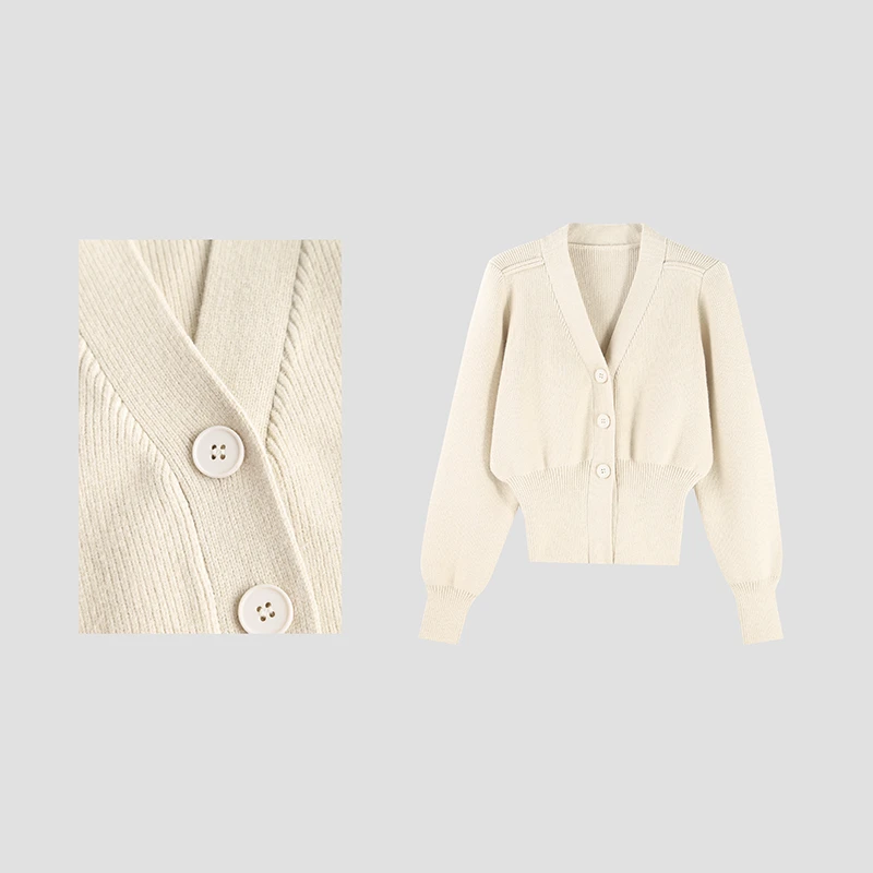 「小蛮腰」秋季V领收腰针织毛衣百搭气质开衫外套HBZA917265 nnassa