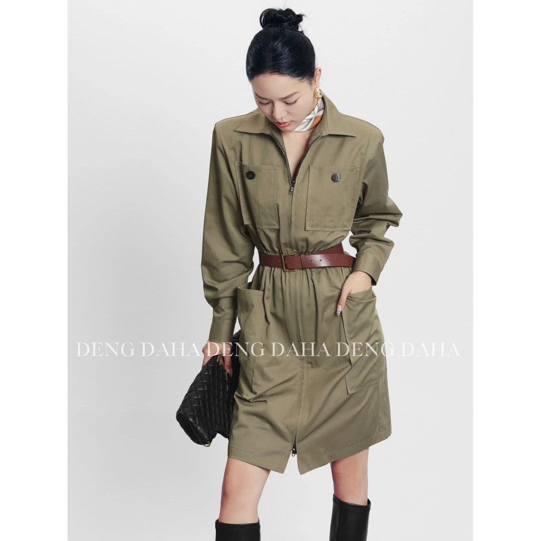 京「坠入秘境」2024翻领复古设计感工装连衣裙HBZC622090 nnassa