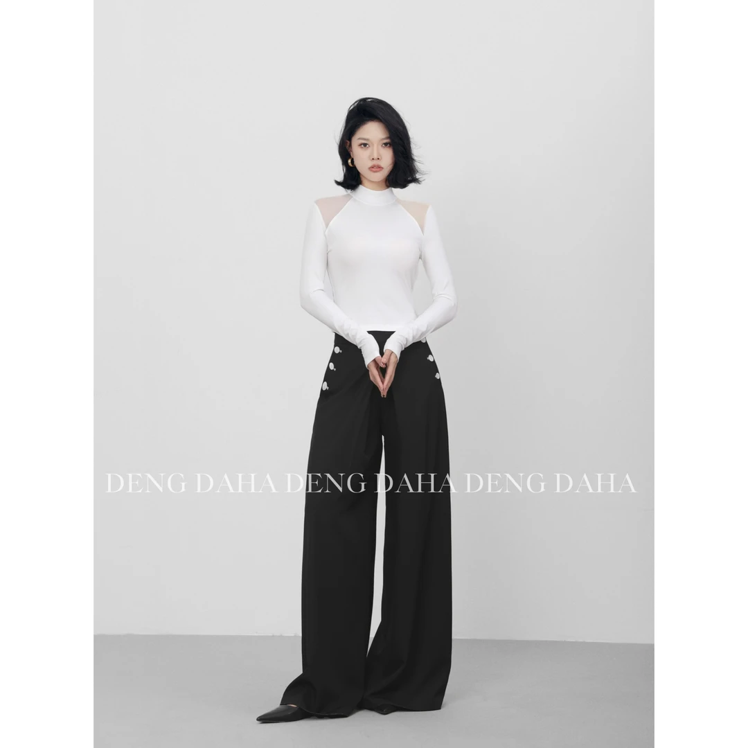 「女主归来」春季新款时髦百搭垂感直筒休闲长裤HBZU651439 nnassa