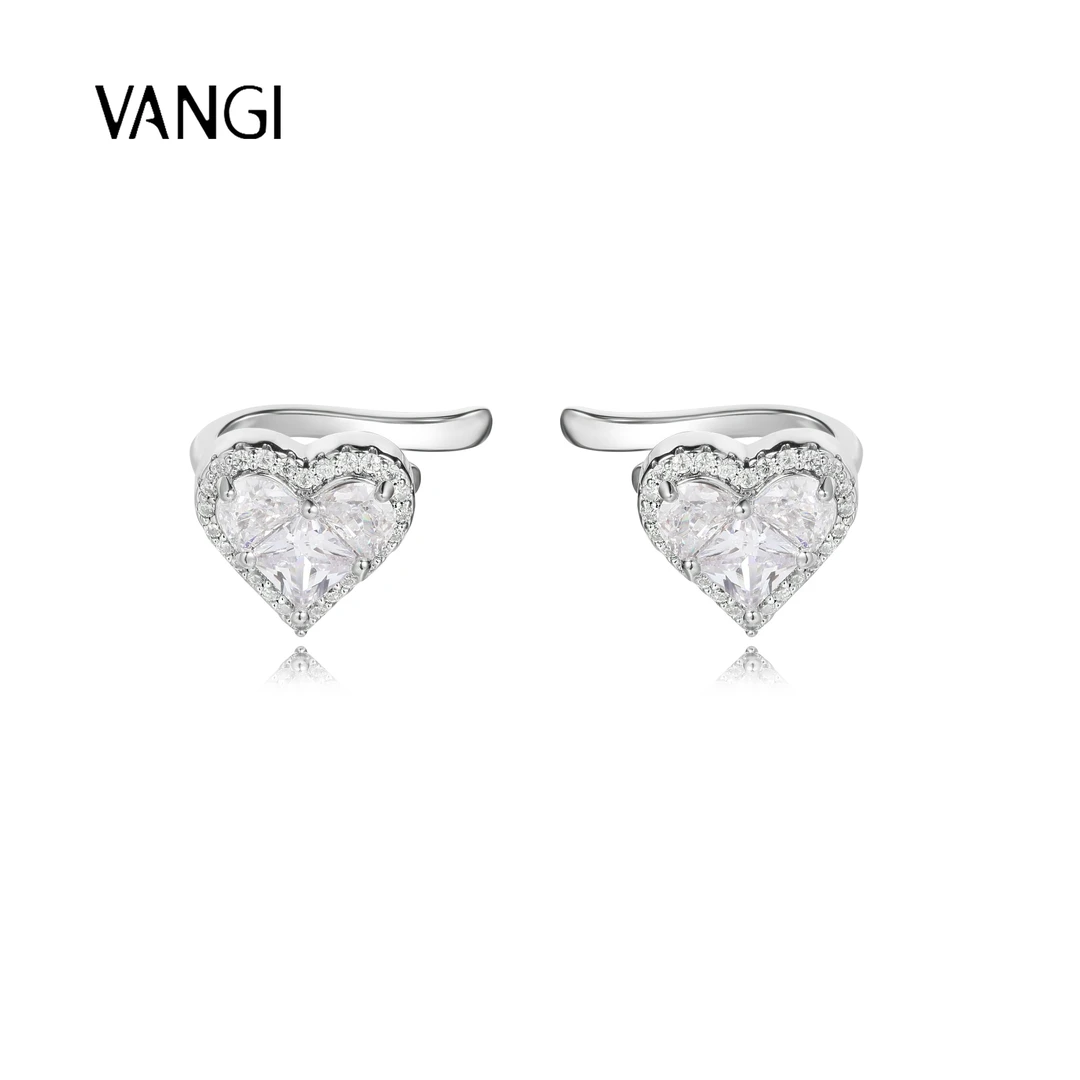 梵姬 铜合金合成锆石耳饰 时尚设计感爱心耳骨夹单只右耳WG0074