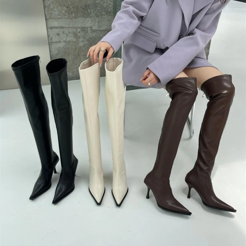 【Jeana.Studio】 欧美弹力过膝瘦瘦女靴秋季新款尖头长靴百搭