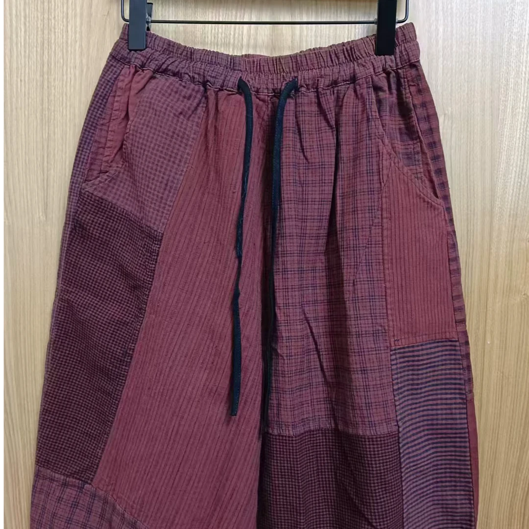 桑在云间 百搭单层拼布萝卜裤