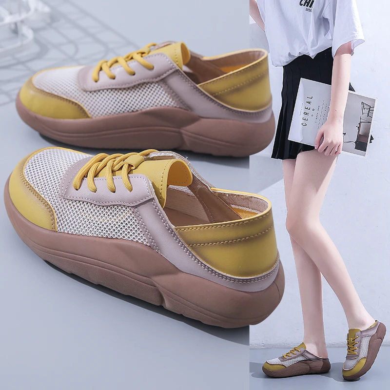 踩屎感超软底网面孕妇鞋2024春夏新款透气镂空宽脚运动休闲鞋防滑