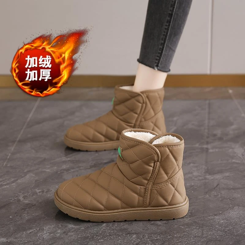 防水防滑雪地靴女2024冬季新款孕妇外穿平底棉鞋轻便软底保暖短靴