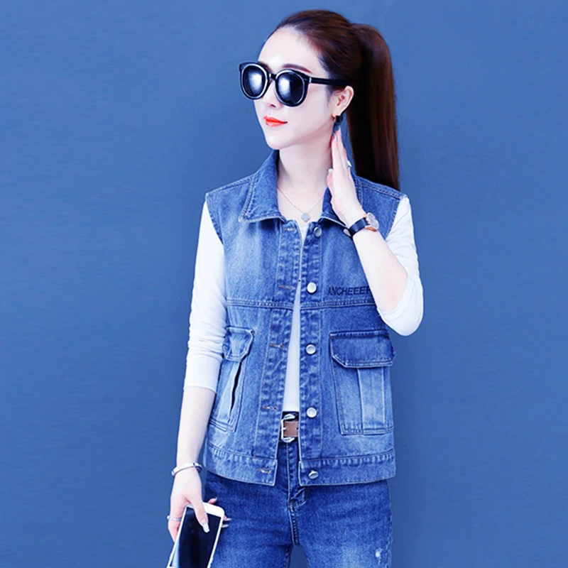 牛仔马甲女外穿百搭春秋新款时尚百搭背心马夹薄款牛仔衣女装上衣