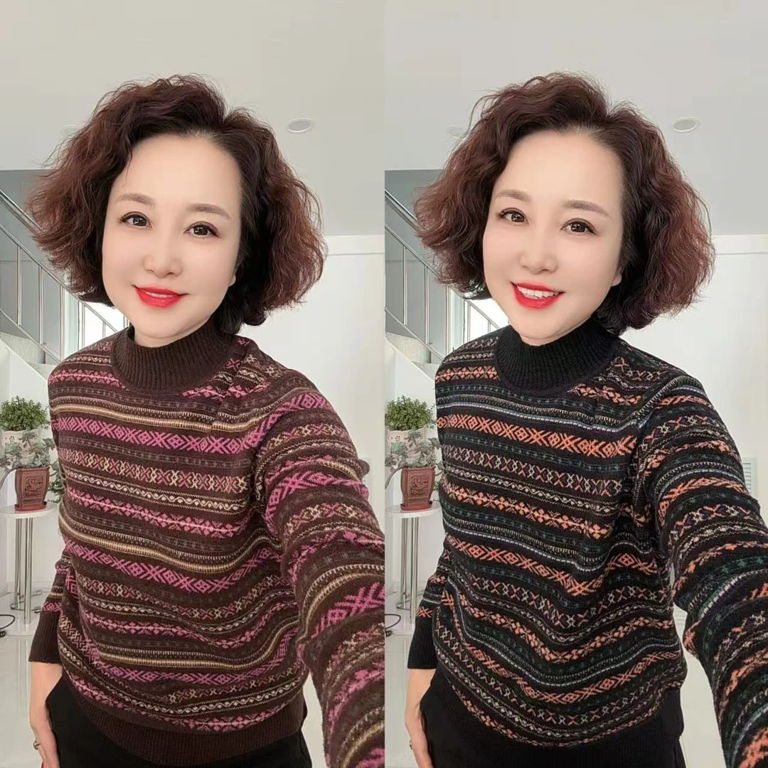 076绒线针织衫，衣长56cm左右