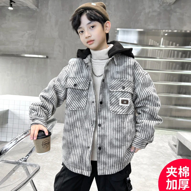 男童秋冬款外套2024新款秋季夹棉加厚儿童时髦秋装 QSX-CF045