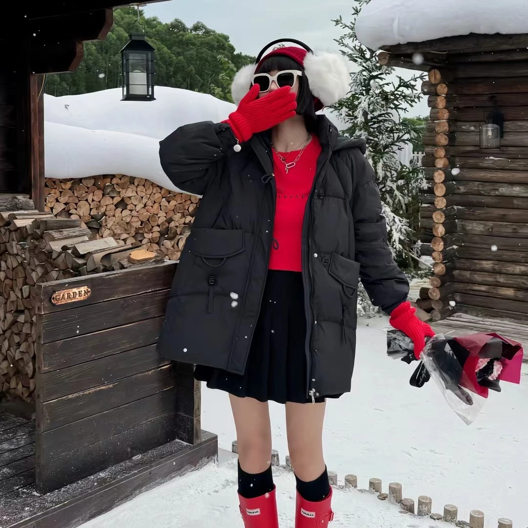 2024新款羽绒服女士冬装白鸭绒加厚保暖时尚中长款连帽羽绒服爆款