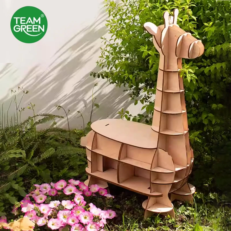 TEAMGREEN长颈鹿儿童拼图板凳纯实木换鞋凳创意收纳儿童安全板凳