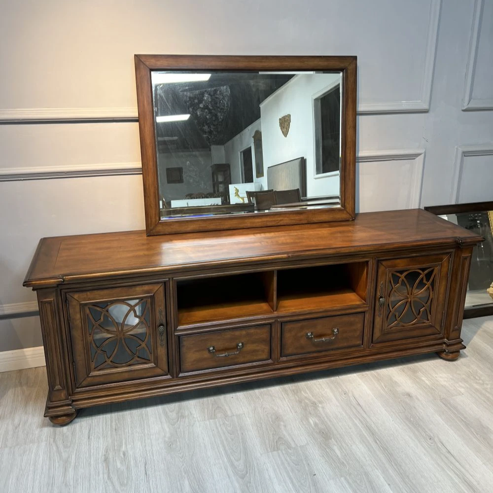 美式电视柜美式实木电视柜客厅电视柜主卧室电视柜复古雕花矮TV柜