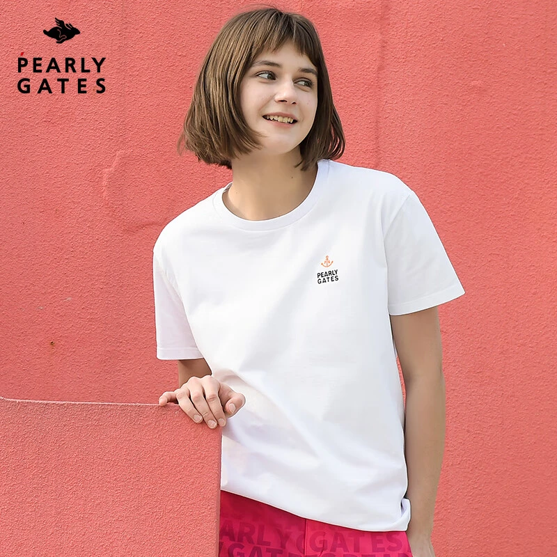 PEARLY GATES高尔夫服装PG夏季短袖T恤舒适透气圆领golf运动女装