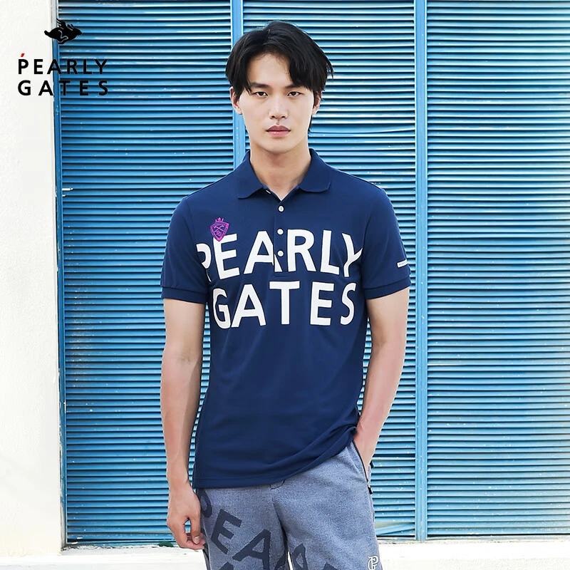 PEARLYGATES高尔夫服装男士夏季PG短袖翻领POLO衫运动休闲舒适高