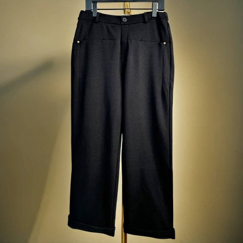 【包邮】新款时尚休闲裤显瘦高腰百搭简约宽松设计师秋季#139#