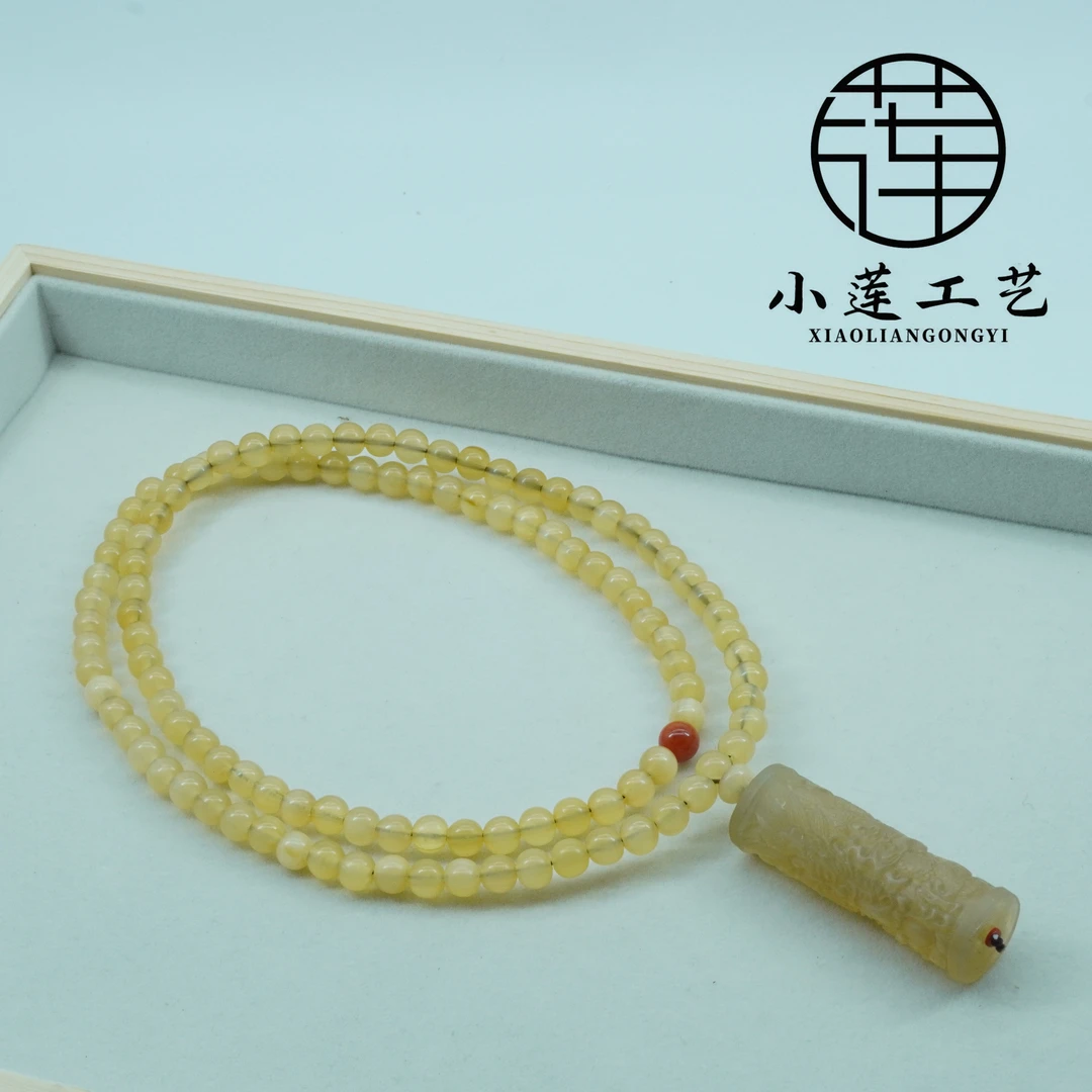 非金属手链 天然羊角0.8*108圆珠龙柱吊坠DIY顶珠南 红多圈手串