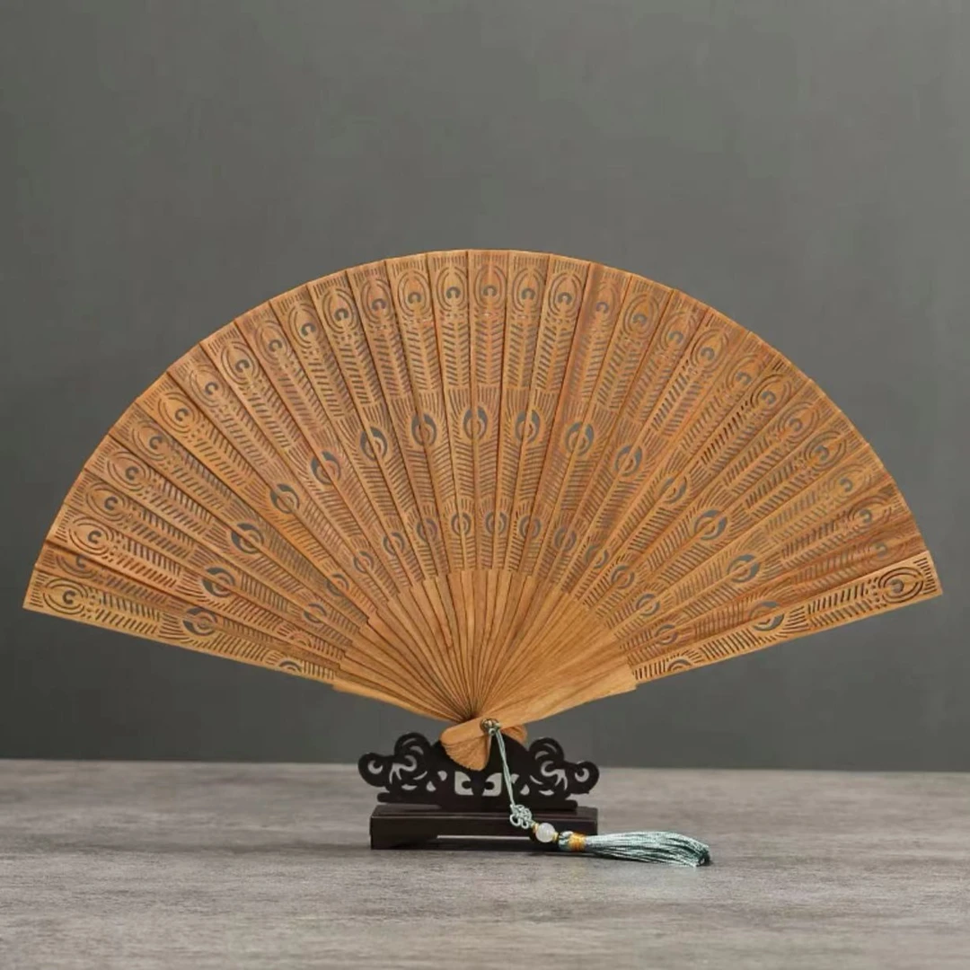 【孔雀羽鳞】阿根廷扇子摆件精工结晶料&71952&送底座