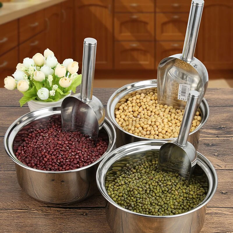 不锈钢冰铲加厚家用食品挖面粉米专用小铲勺商用饲料茶叶平铲铲子