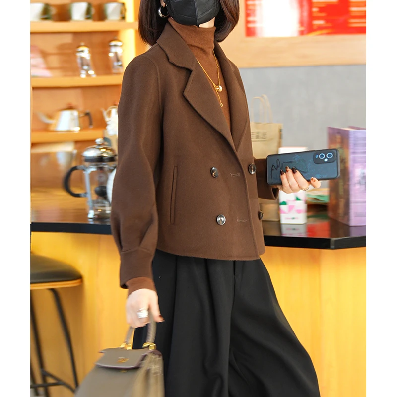 流行双面呢大衣中长款新款羊毛洋气时尚毛呢外套女2024韩版热力感