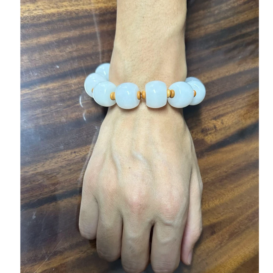 非金属莫桑石手链 新疆金丝玉男士手链