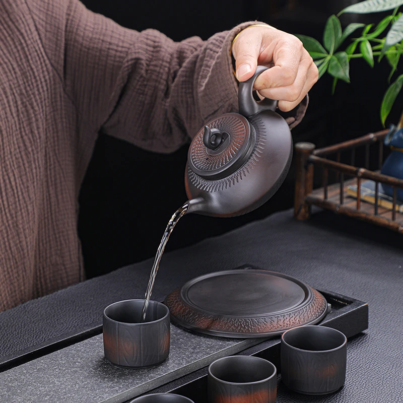 紫陶茶杯单只主人单杯纯手工陶瓷紫砂茶碗功夫茶具品茗单个小杯子