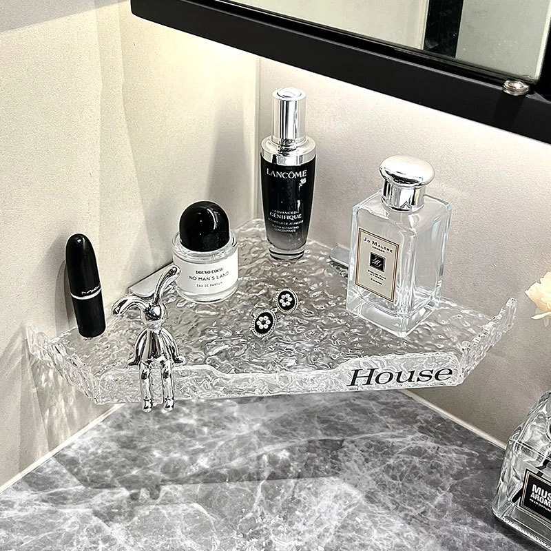 水波纹洗手台置物架卫生间免打孔三角架创意浴缸架家用浴室架