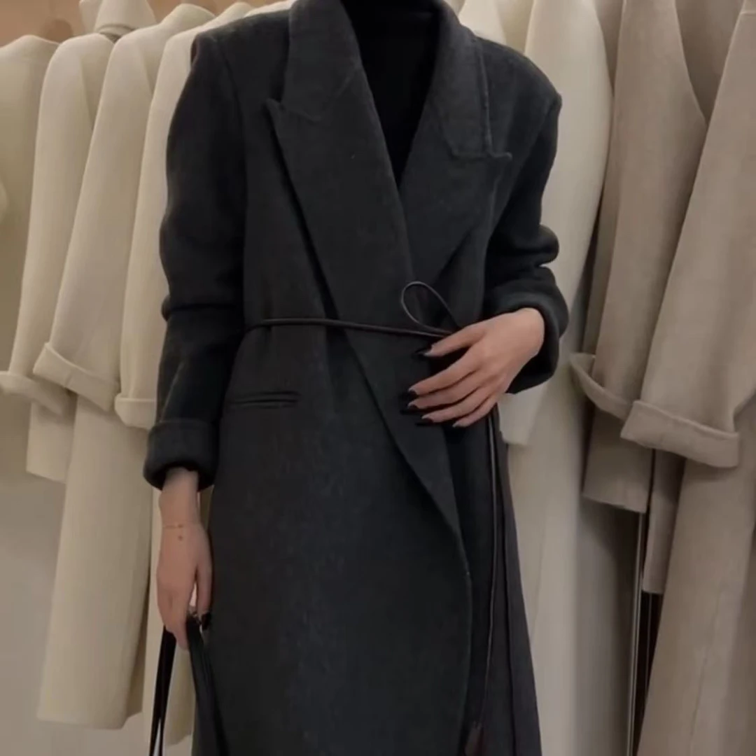 气质长款显瘦双面呢大衣羊毛秋冬季高级感女装外套
