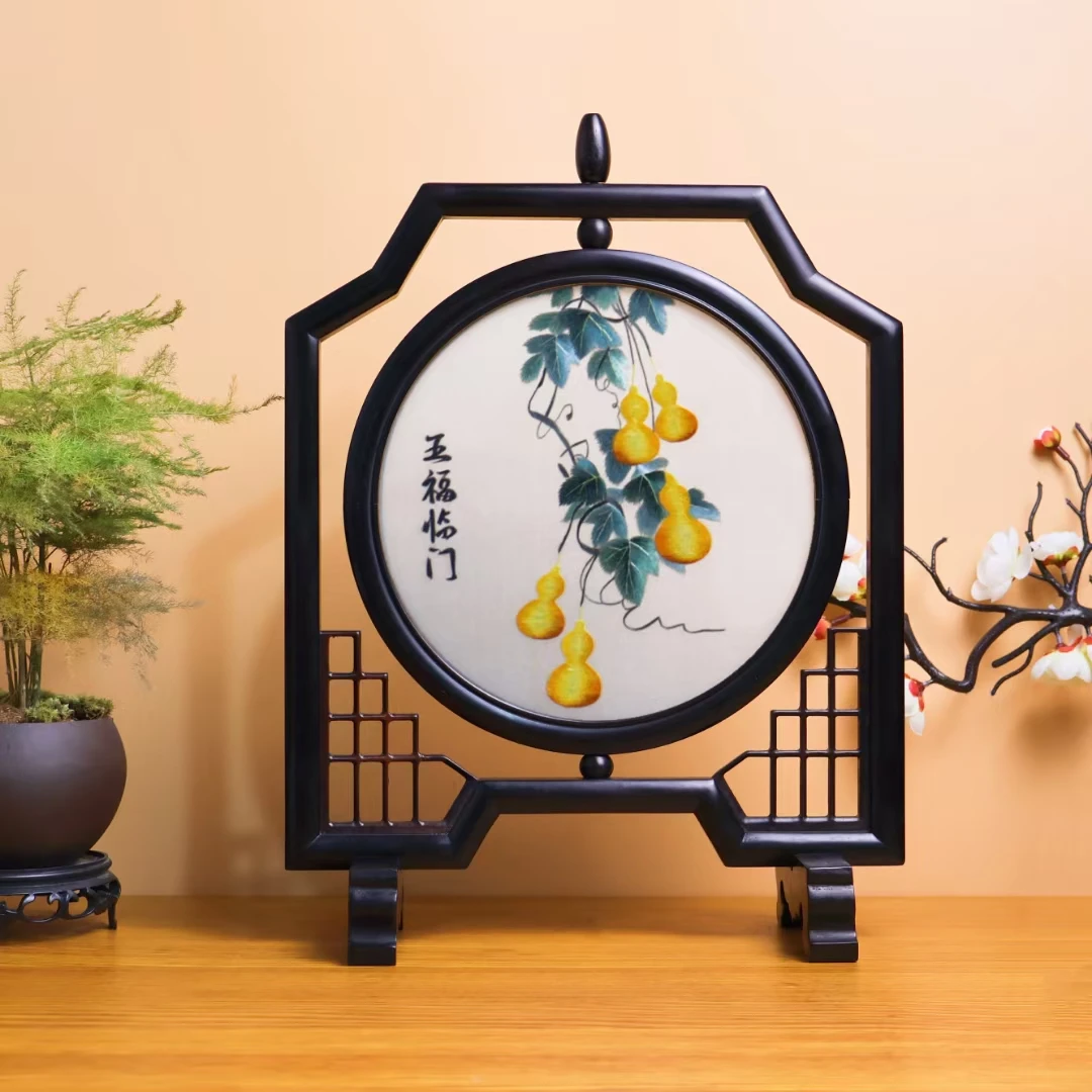 苏绣摆件古风工艺品纯手工刺绣高颜值台屏