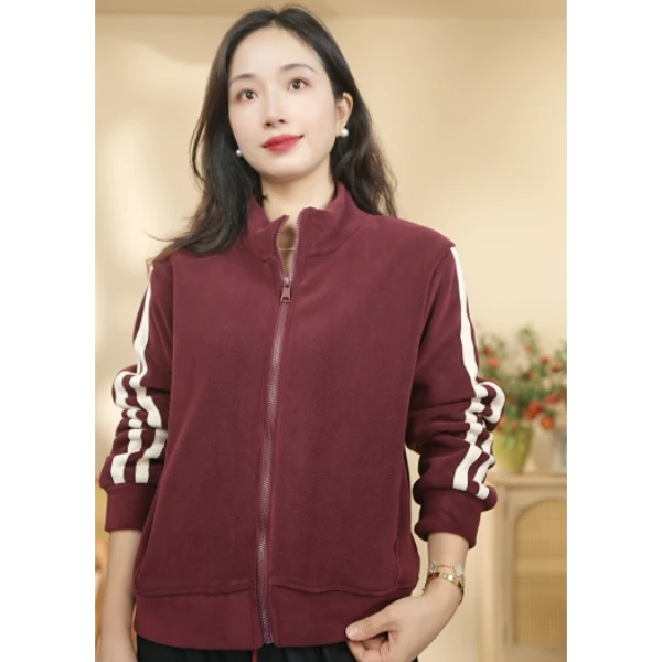 2024新款时尚百搭双面奥粒绒拼条拉链休闲休闲开衫外套