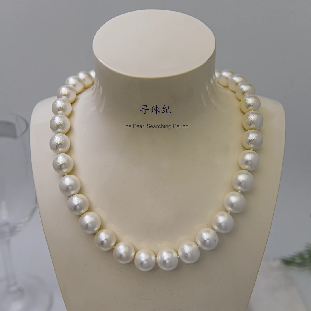 铜合金仿珍珠项链 【皓月】12mm哑光白色时尚高级感项链A021