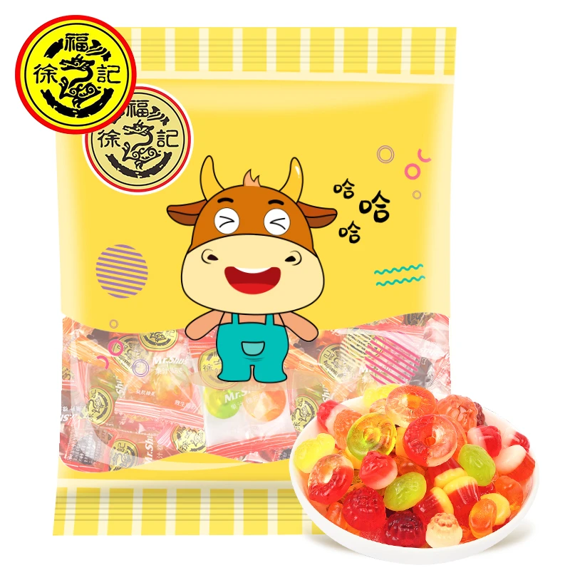 【小时候怀旧零食】徐福记果汁橡皮糖500g软糖什锦qq糖儿童零食休闲
