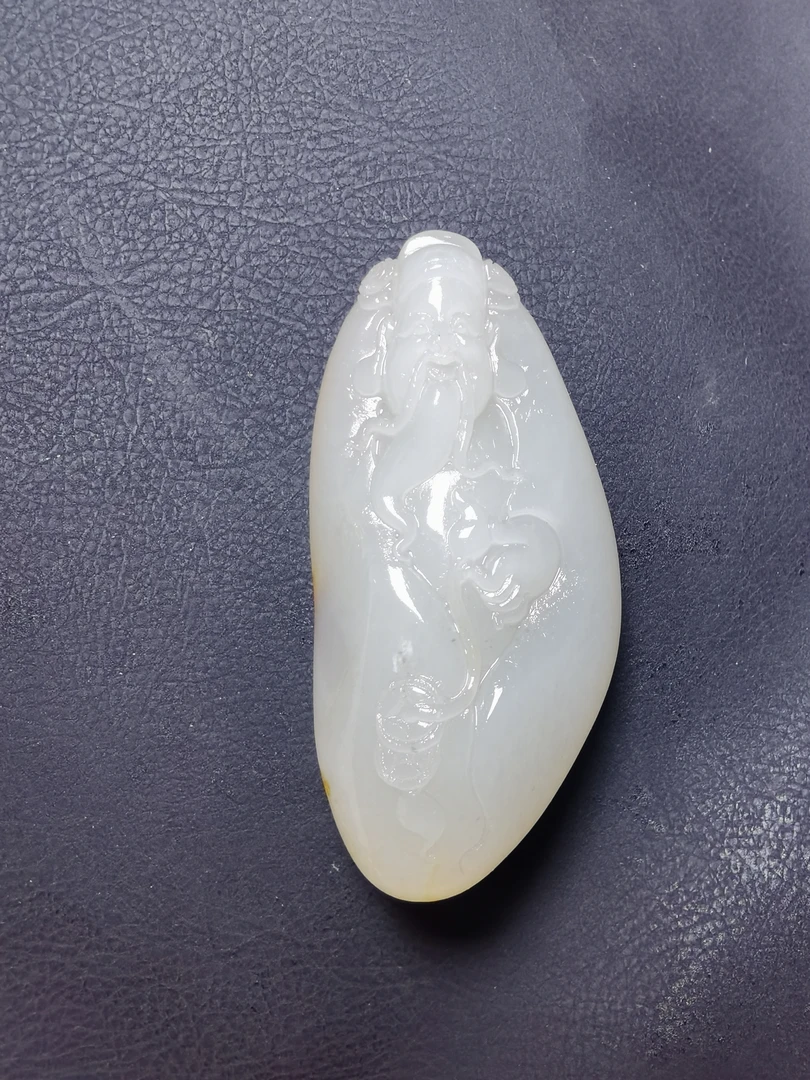 和田白玉挂件财神